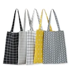 Tik Tok сумки для покупок многоразовая Льняная сумка через плечо Экологичная сумка для покупок клетчатая сумка женские сумки без подкладки складная сумка