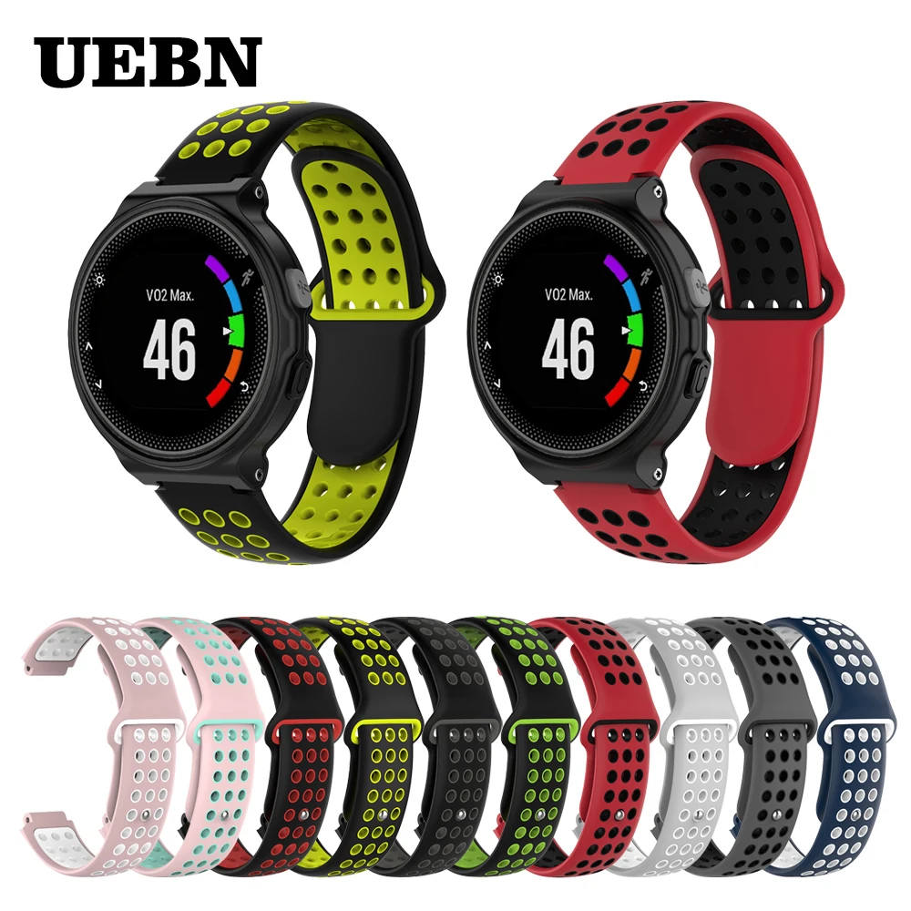 Ремешок UEBN для наручных часов силиконовый сменный дышащий браслет Garmin Forerunner 645