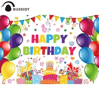 allenjoy colorful happy birthday backdrops for children balloons candy bar decorations banner kids celebration party supplies