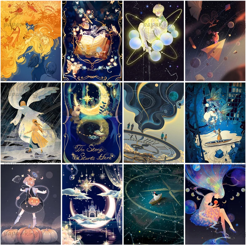 

5D Diamond Painting The Story Stars Here Cartoon Full Diamond Embroidery Divination Cross Stitch Mosaic Kit Wall Decoration Gift