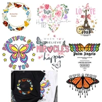 colorful butterfly iron on patches for clothing thermoadhesive patches on clothes diy t shirts heat transfers flower stickers