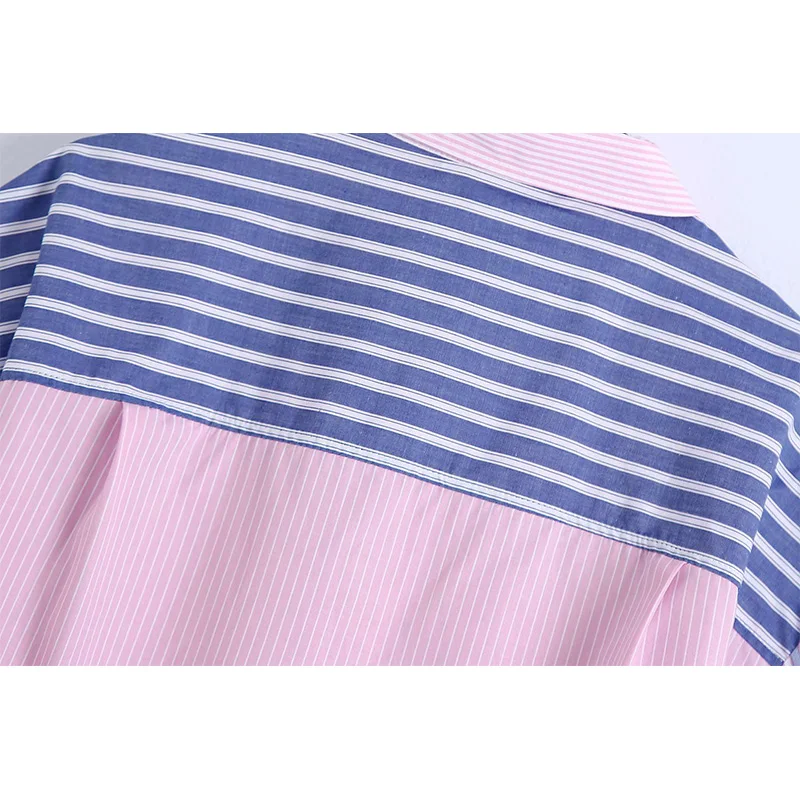 

2021 New Summer Women Shirt Striped Short Sleeves Turn-Down Collar Cropped Shirt Fashion Casual Chic Lady Woman Clothes