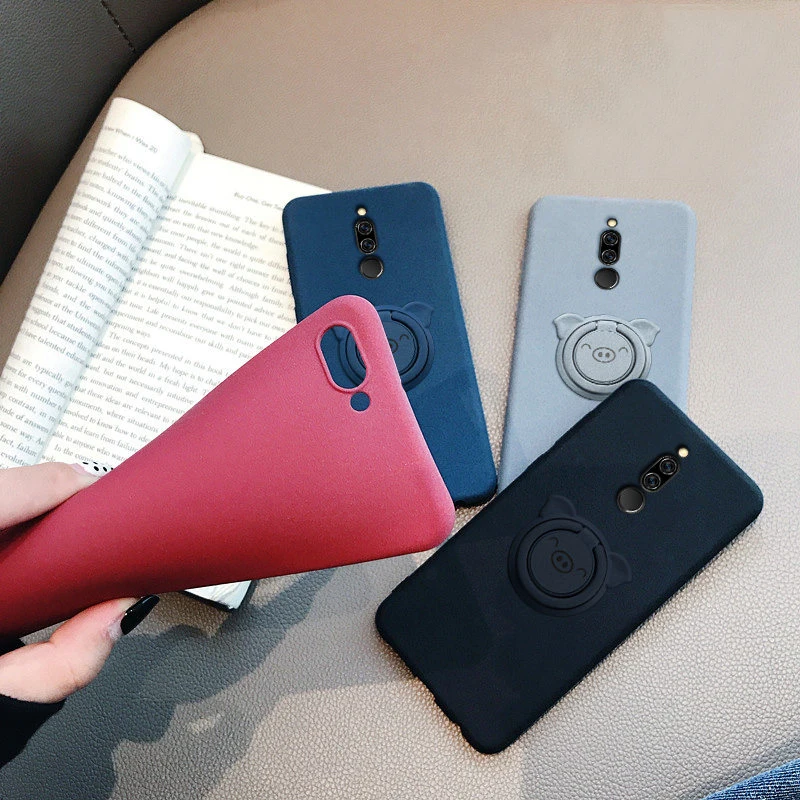 Чехол для Redmi 8 силиконовый мягкий чехол с изображением свиньи кольцом