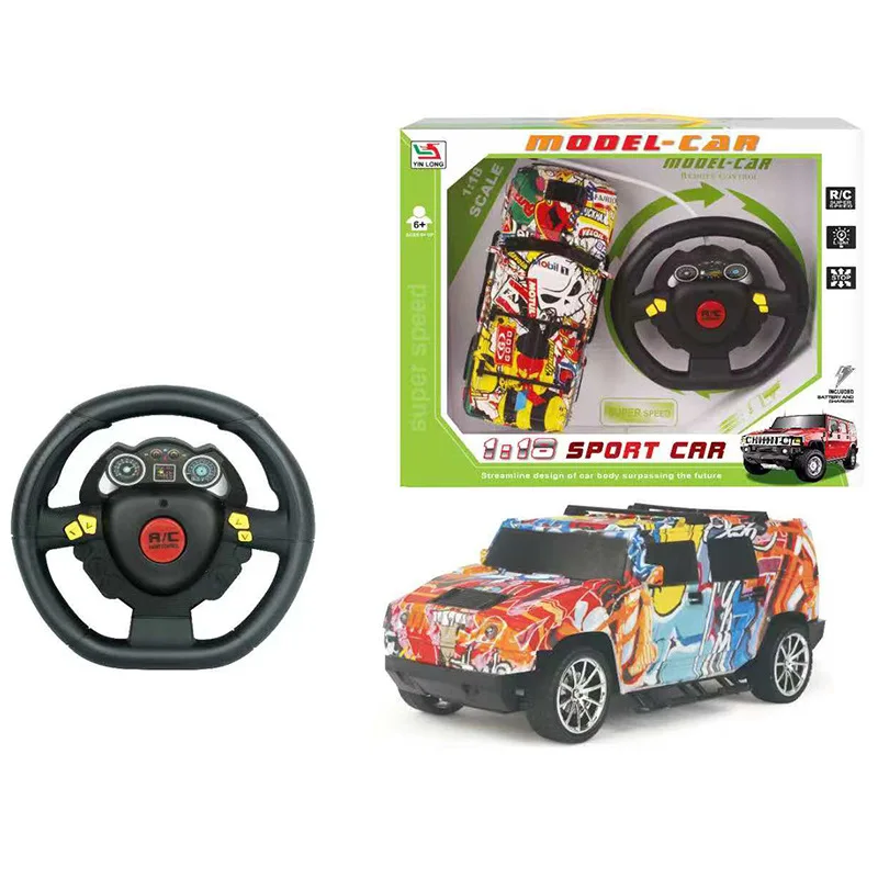 

Boy Remote Control Car Toy Graffiti Style R C Steering Wheel Four-Way Drift Sports Model Gifts For Children Birthday Present