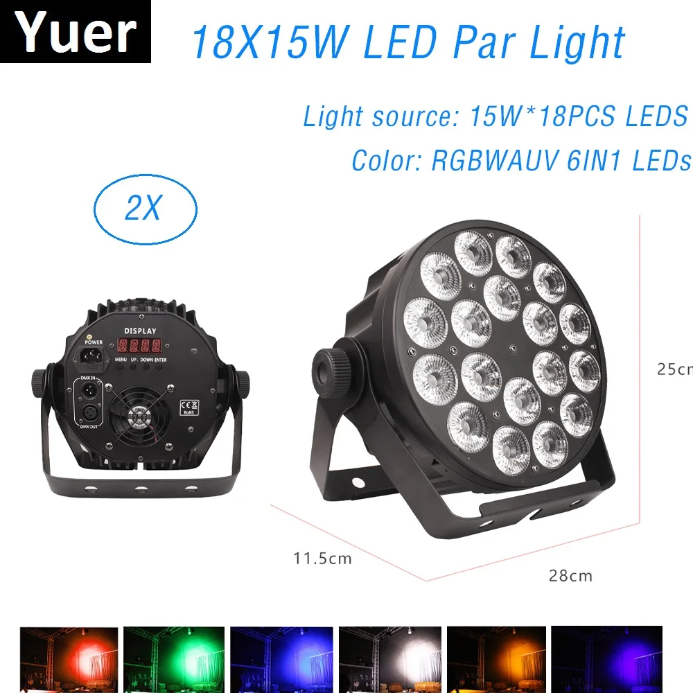 Светодиодный плоский Par прожектор 18X15W RGBWA UV 6IN1 светильник ing Strobe DMX контроллер для