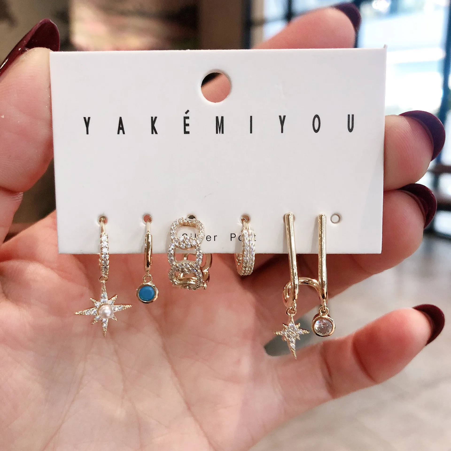 6 Pcs Fashion Exquisite Pearl Pendant Earrings Set Korean Small Hoop Earrings For Women Party Accessories Jewelry