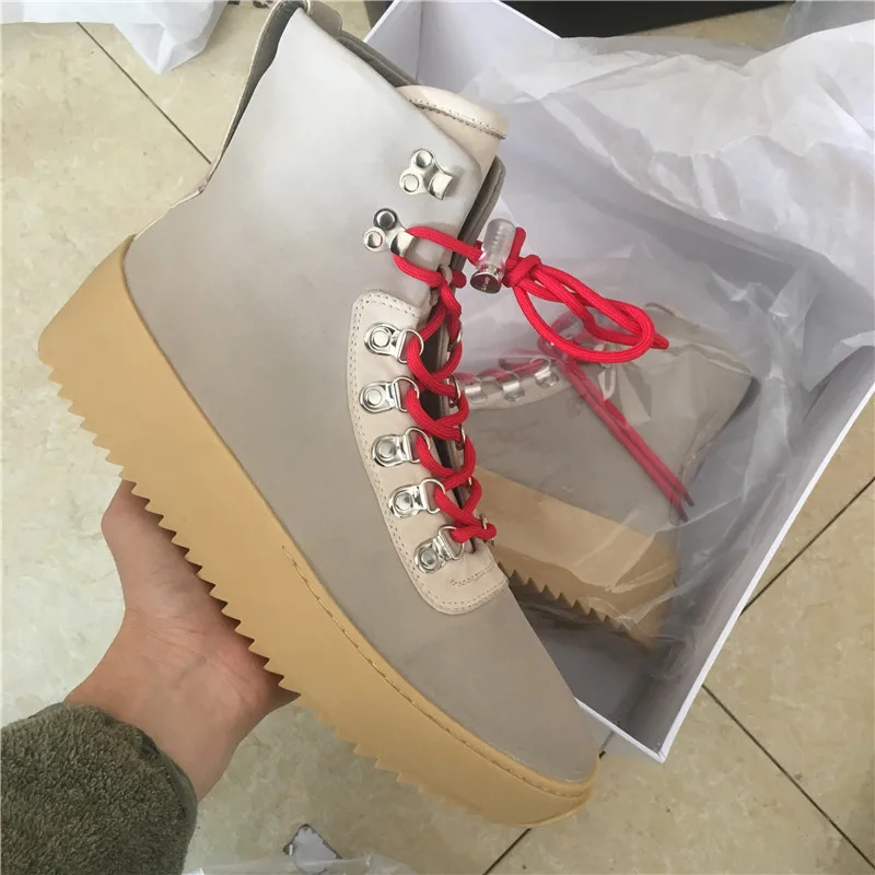 

New genuine leather trainer men real picture Suede Boots Quality men flat street hip hop boots