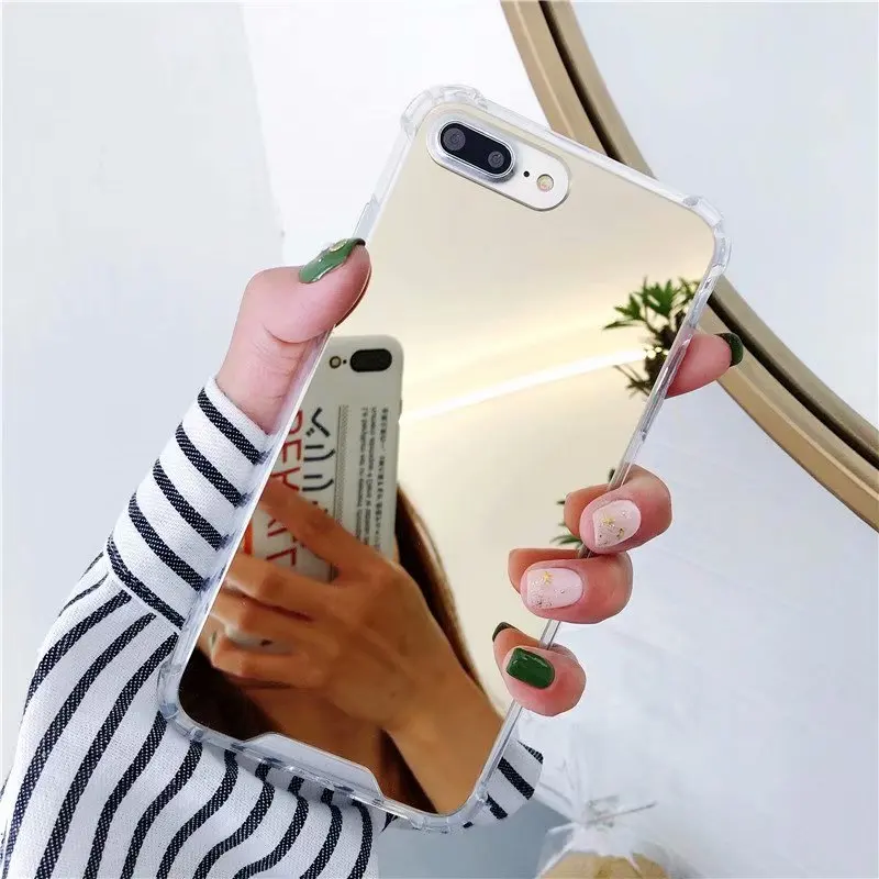 Противоударный зеркальный чехол Gasbag для iphone XR 7 8 XS MAX 11 Pro X 10 6 6S Plus 7Plus 8Plus Мягкий чехол для телефона из ТПУ - Цвет: Gold