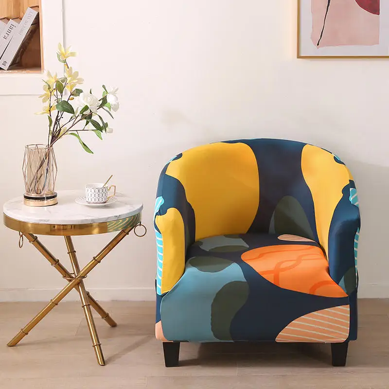 

Club Chair Slipcover Elastic Armchair Seat Covers Printed Tub Sofa Cover Protector Spandex Couch Covers Bar Counter Living Room
