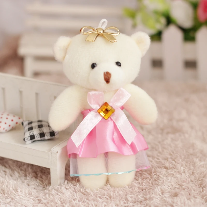 12 шт./лот Цветочные букеты см Мишка Тедди Мягкие плюшевые игрушки милое платье