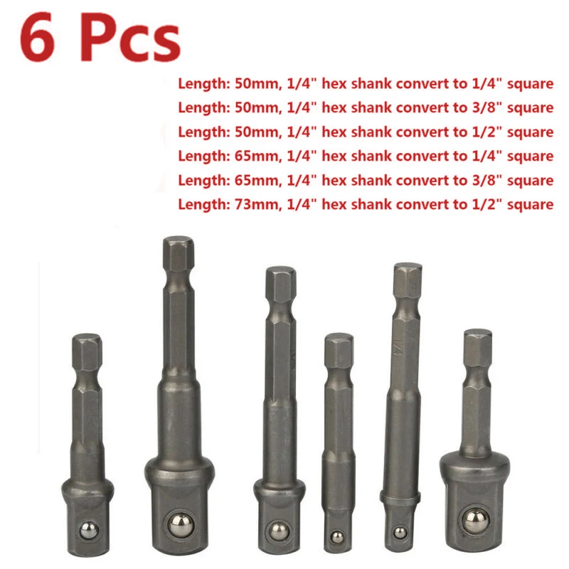 6 шт. сталь мощность Дрель адаптер шестигранный привод квадратный ударный