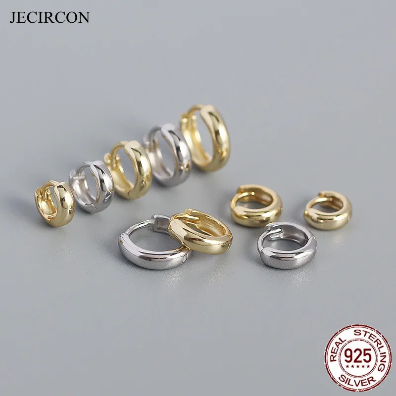 

JECIRCON 5/6/7/8/9mm 925 Sterling Silver INS Geometric Smooth Hoop Earrings for Women Gold Silver Color Round Circle Earring