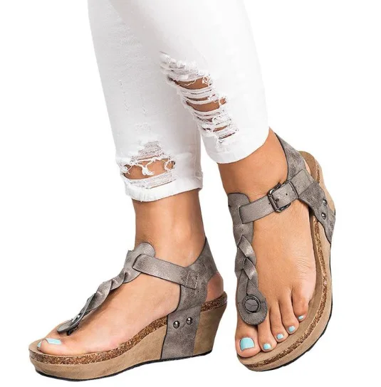 

Beige Heeled Sandals Female Shoe Espadrilles Platform Large Size 2021 Women's Clogs Wedge Black Girls Fashion Comfort Low High B