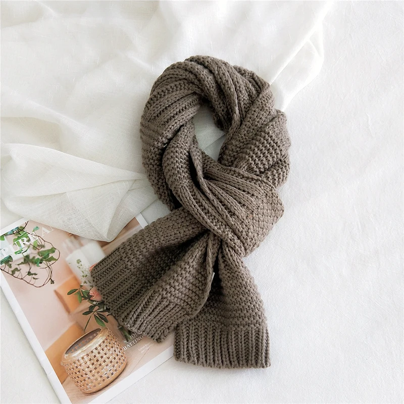 

Double-sided Couple Knitted Scarf Autumn Winter Women Female Shawl Wraps Knitting Wool Solid Soft Thicken Long Scarves Keep Warm