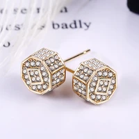 megin d new hiphop personality octagon zircon copper stud earrings for women lover mother friend fashion design gift jewelry
