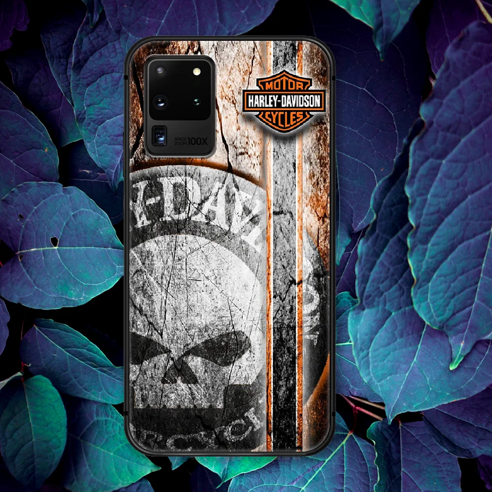 

Harley-Davidson Motorcycle Phone Case For Samsung Galaxy Note S 8 9 10 20 Plus E Lite Uitra black Waterproof Painting Cell Soft
