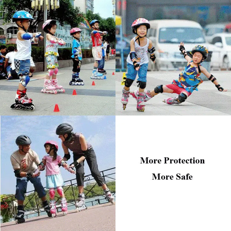 

7 Pcs Skating Protective Gear Set Knee Wrist Guard Elbow pads Bicycle Skateboard Ice Skating Roller Knee Protector Guard For Kid