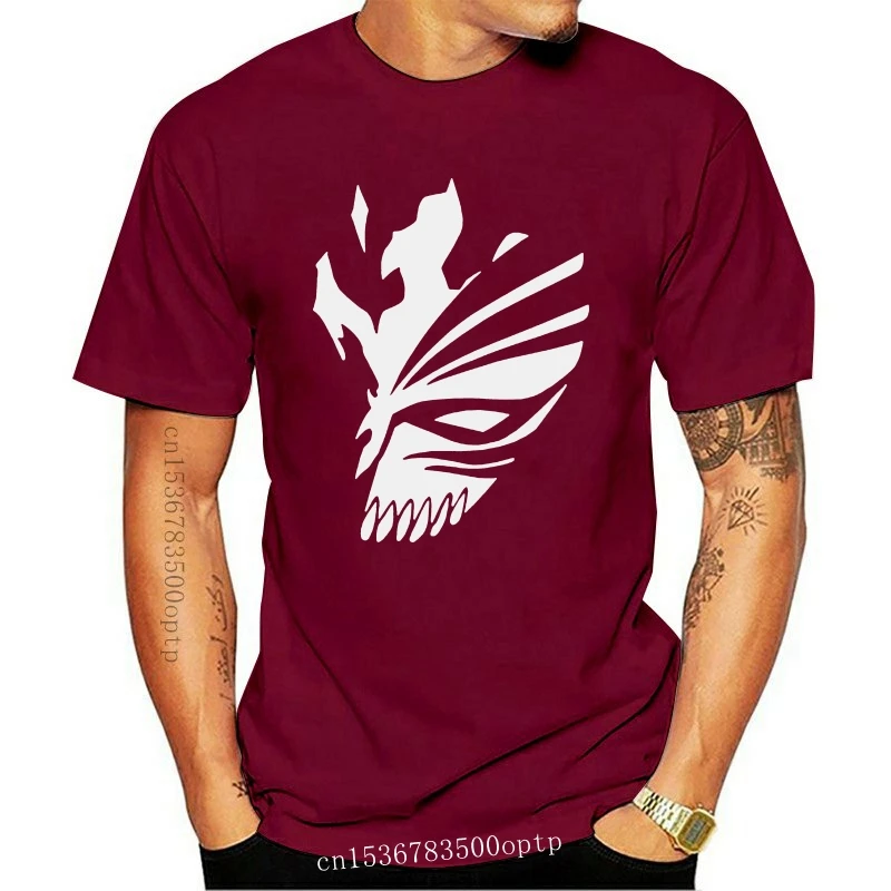 

New 2021 Cool Cosplay Hollow Mask Bleach Shirt Ichigo Kurosaki Anime Men Short Sleeve T-Shirt Tee