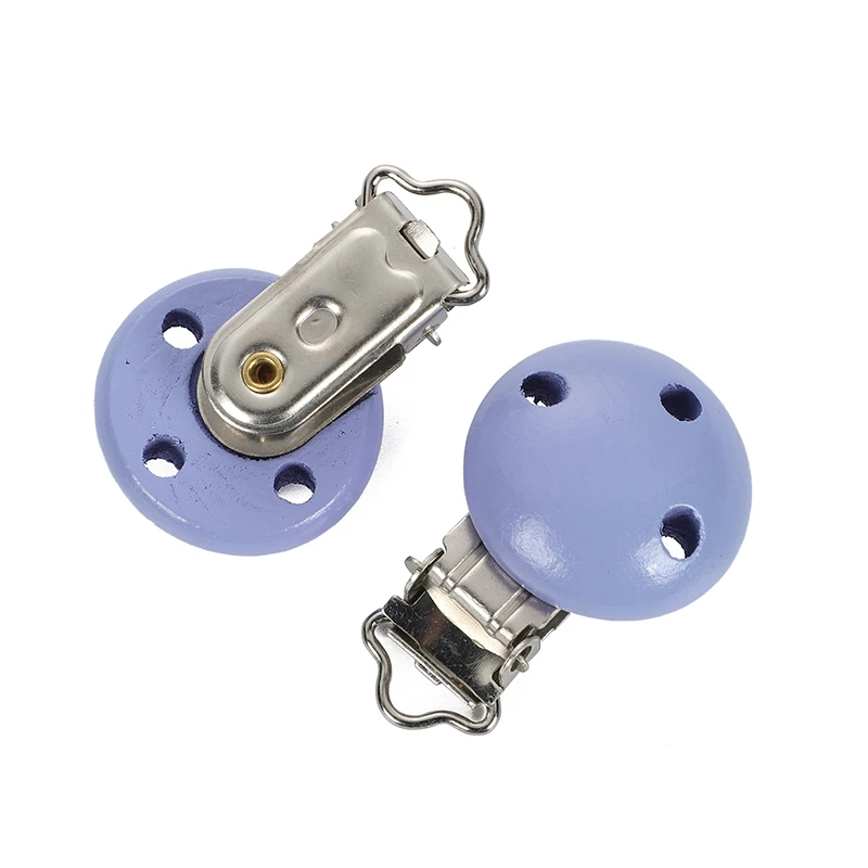 LF Purple Wooden Metal Baby Pacifier Clip Solid Color Holders Cute Infant Soother Clasps Accessories Diy Tool 5Pcs | Дом и сад