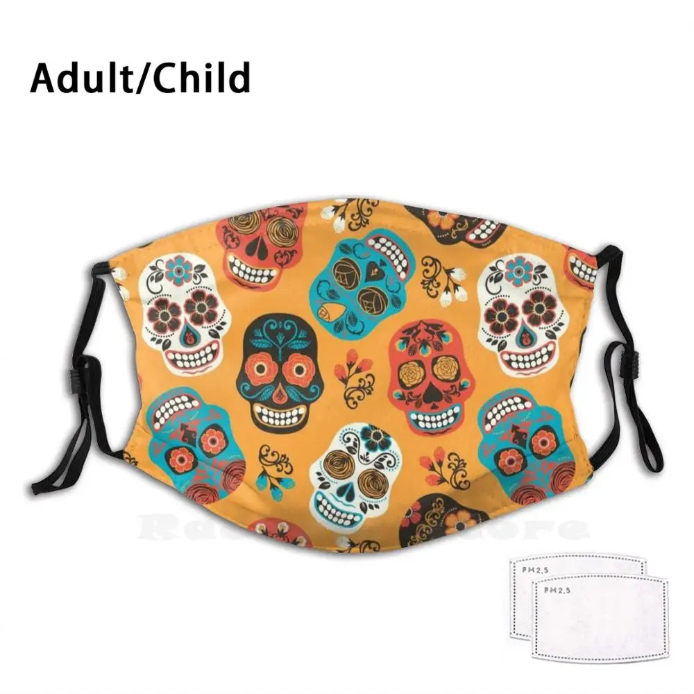 

Маска для лица с забавным рисунком черепа и роз