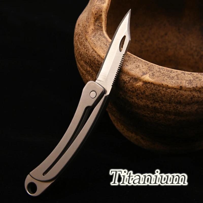 Мини карманный нож для выживания из титанового сплава резки фруктов EDC складные