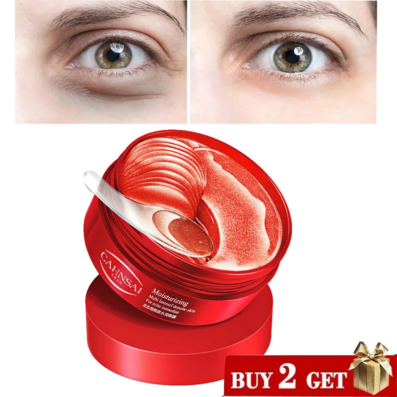 60pcs Dragon Blood Nicotinamide Repair Eye Patches Remove Dark Circles Moisturizing Mask Crystal Collagen Gel Skin Care |