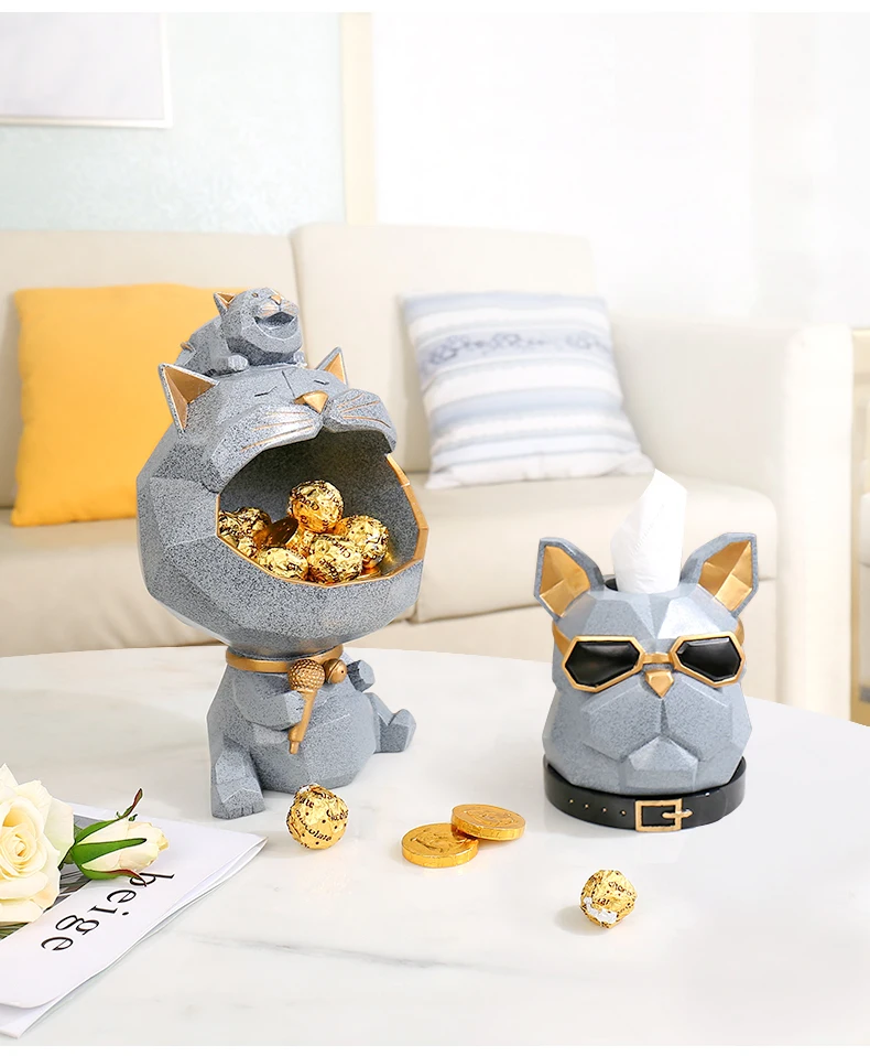 3D статуя кота скульптура украшения дома аксессуары Мода коробка для хранения декоративная фигурка для дома орнамент Свадебные украшения