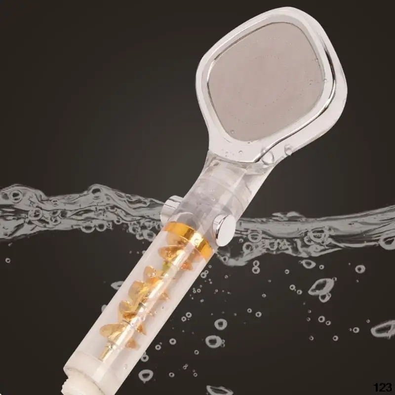 

Bathroom High Pressure Handheld Shower Transparent Turbo Shower Head with On/Off Pause Switch Universal Interface