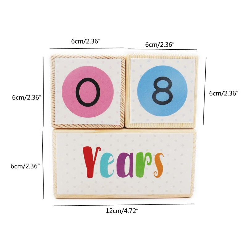

3pcs/set Wooden Baby Age Milestone Blocks Newborn Birth Gift Souvenir Photography Tool Accessories Baby Educational Toy