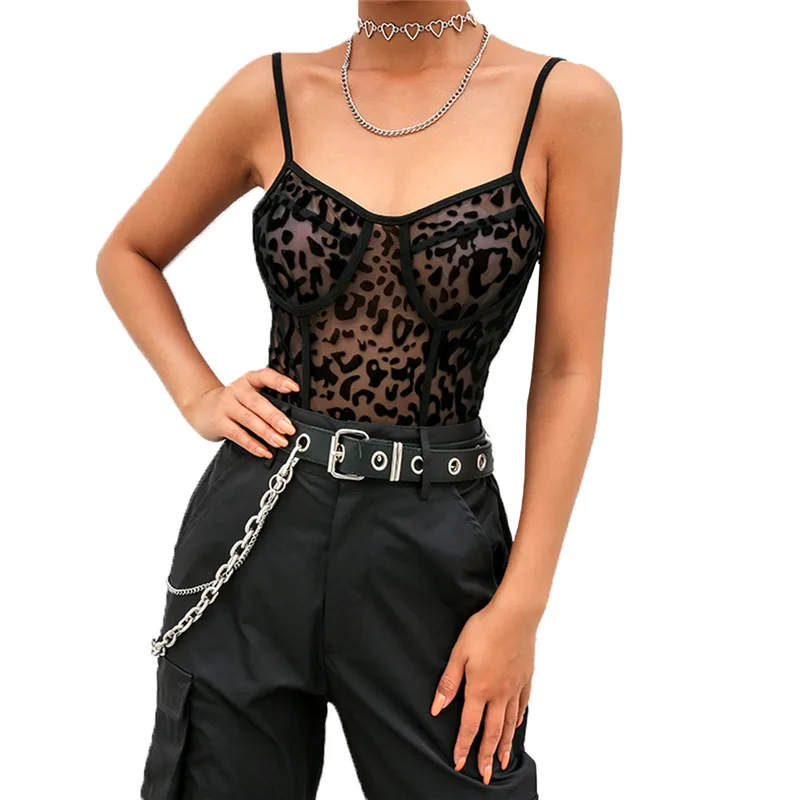 

Майка женская сетчатая с леопардовым принтом, 2020