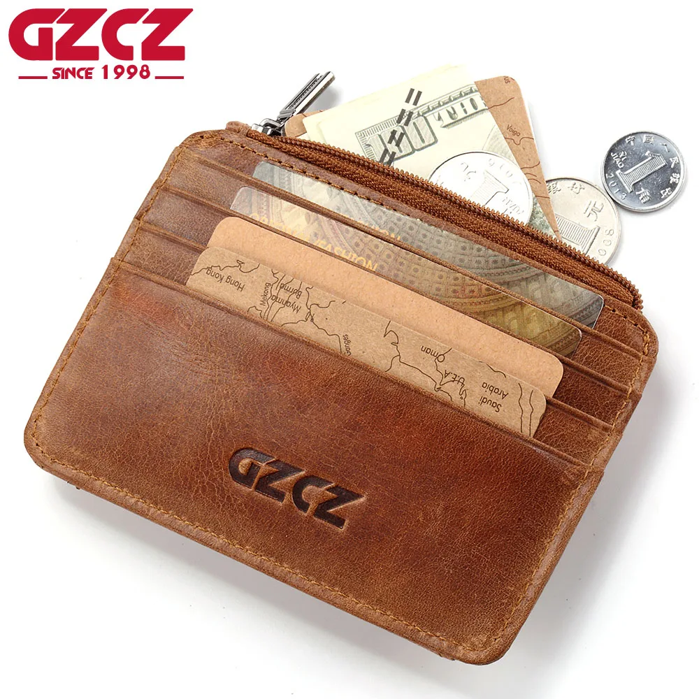 Кошелек GZCZ мужской кожаный с отделением для карт на молнии | Багаж и сумки
