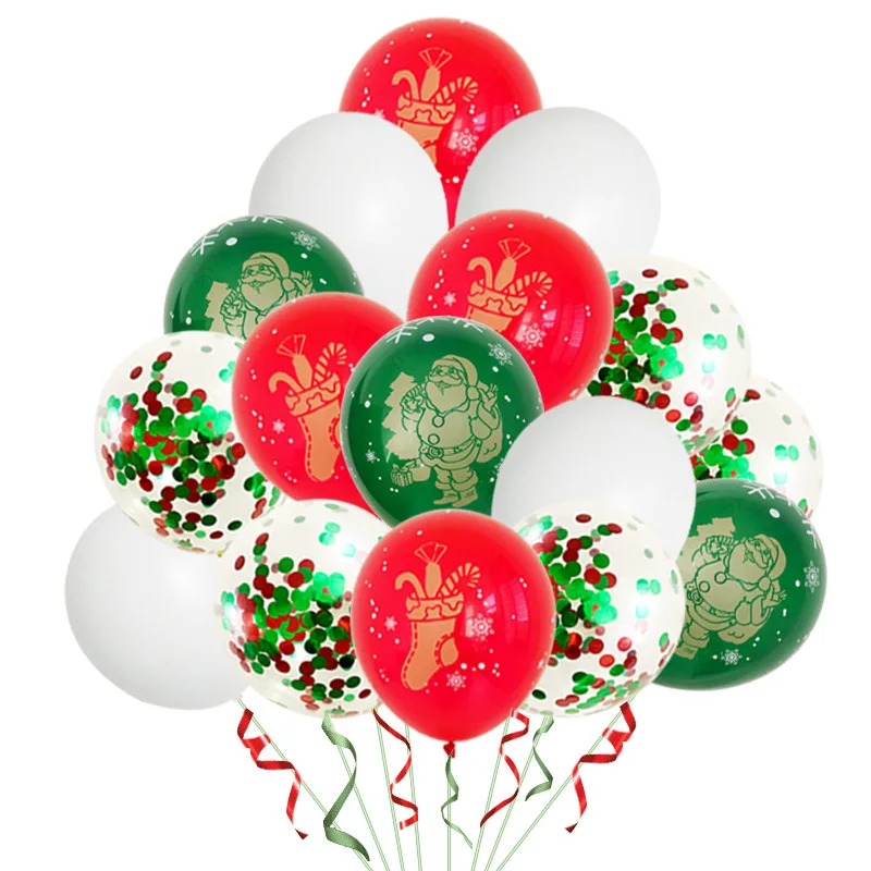 

30pcs Merry Christmas Balloons Hot Stamping 12 inch Latex Balloons Santa Claus Snowman New Year Balloons Party Decorations