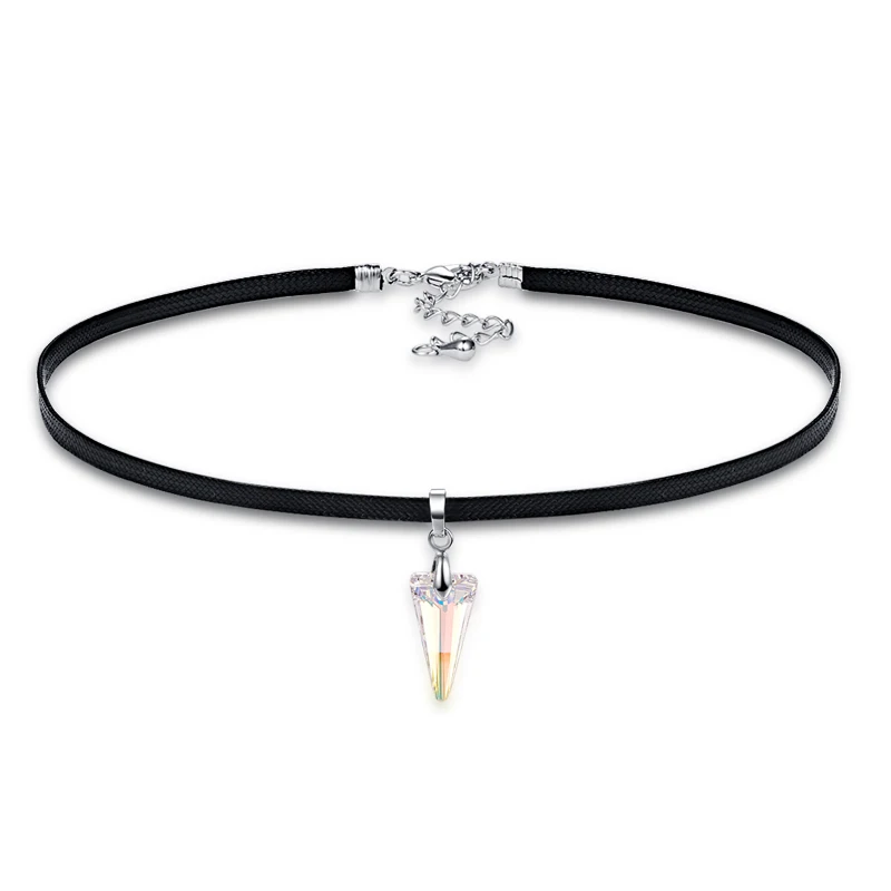 Malanda New Spike Pendant Crystal From SWAROVSKI Rope Chain Choker Necklace For Women Fashion Wedding Party Jewelry Girl Gift - Metal Color: Crystal AB