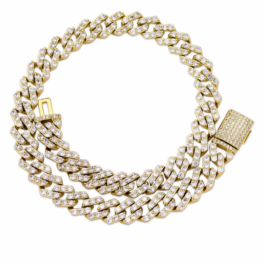 Gold TOPGRILLZ 16 дюймов-30 дюймов замок застежка 12 мм тяжелые Iced Out кубинские цепи ожерелье кубическое цирконовое колечко для мужчин хип хоп ювелирные изделия - Окраска металла: Gold