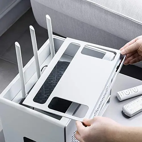

Wireless Wifi Router Storage Box Plastic Rectangular hub Box Plug Board Bracket Cable Office Desktop Storage Box White