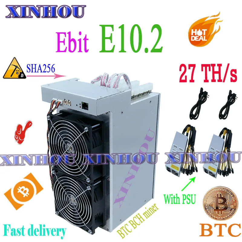 Майнер для Btc BCH Ebit E10.2 27T SHA256 Asic с PSU лучше чем E10.3 E12 Antminer S9k T17e S17 T17 S17e WhatsMiner M3 M20S T2T T3 |