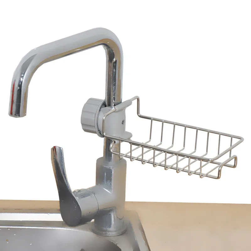 

Adjustable Faucet Drainage Shelf Stainless Steel Kitchen Sundries Storage Rack for Bathroom Soap Rag and Sponge organize Holder