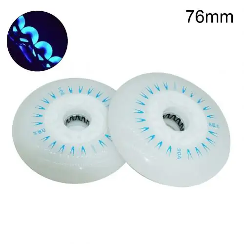 Blue 76mm Комплект из 2 предметов, детская одежда на рост 80, 76/72 мм встроенный Инлайн ролики с расположением колес колесики Скорость кататься на коньках светодиодный Раздвижные каток мигающий светильник крутящихся колесиках - Цвет: Blue 76mm