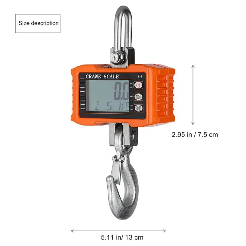 

1T Electronic Crane Scale 360°Rotating Hook Digital Scale With Remote Control Without Battery Hanging Hook Scale Weighing Tool