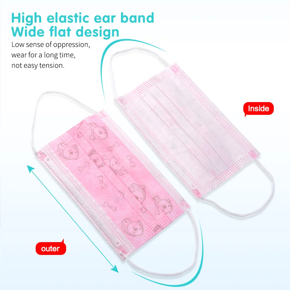 10/100Pcs Child Kids Disposable Face Masks Meltblown Dustproof Cartoon Pink Dog Mask 3 Layer Anti-Dust Pollution Fabric | Безопасность и