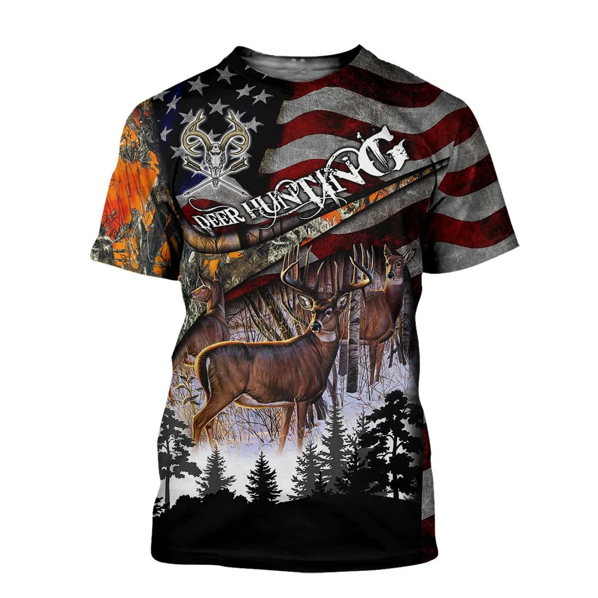 

Футболка с принтом для охоты, рубашка в стиле Харадзюку с принтом животных, с круглым вырезом, дышащая, универсальный размер