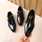 Осенняя детская кожаная обувь, модельные туфли для мальчиков, однотонные черные детские повседневные туфли, студенческие туфли в британском стиле с мягкой подошвой SP085