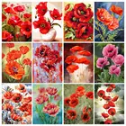 Набор для вышивки крестиком, Алмазная мозаика 5D сделай сам с цветами, маком, цветами, квадратными стразами, картина для подвешивания, украшение для дома