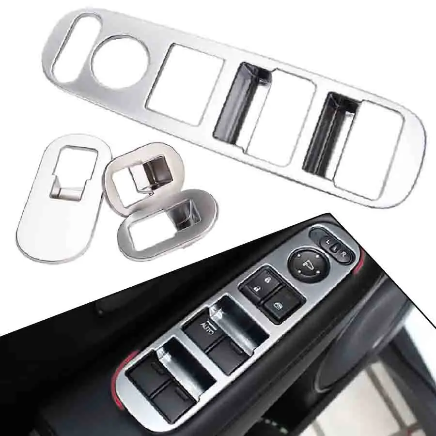 

Wooeight 4 шт. наклеиваемого покрытия для автостайлинга из ABS Дверной Переключатель Стеклоподъемника Панель хромированная Накладка подходит дл...