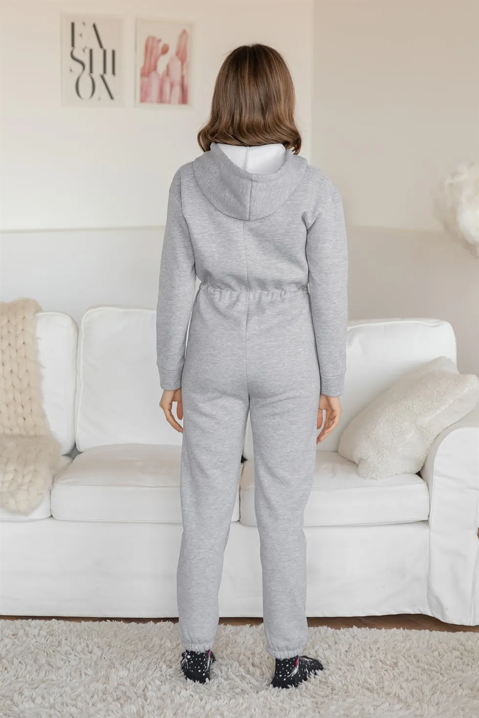 

2021 Trend Elegant Women 'S Hooded Zipper Jumpsuit-GRAY