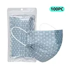 100 шт., одноразовые маски для лица с принтом в горошек