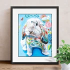 Алмазная Вышивка Животных 5D DIY Алмазная вышивка крестиком на рисунке, красочная картина с кроликом из Стразы наклейки на стену