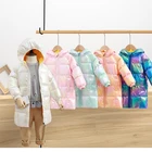 2020 новое зимнее детское яркое пуховое пальто теплая Длинная Верхняя одежда для маленьких мальчиков и девочек модные утепленные куртки с капюшоном на молнии для детей 2-8 лет