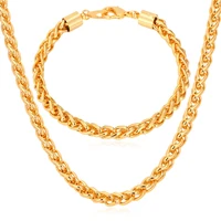 collare wheat spiga link chain necklace set wholesale goldsilverblack color link chain necklace bracelet men jewelry set s525