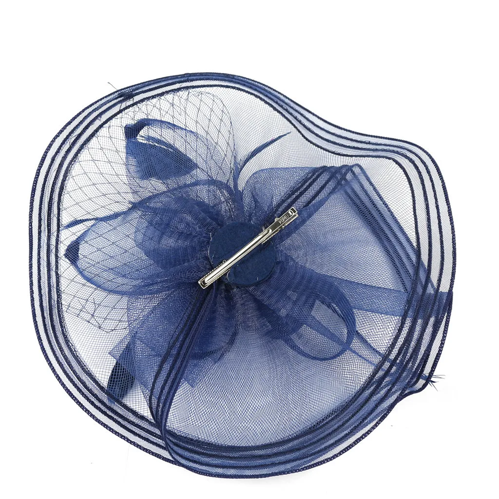 Женский зажим для волос Большая Элегантная шляпка с цветами и перьями аксессуар